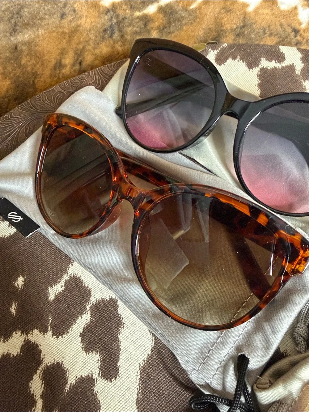 Tortoiseshell and Black Oversized Women's Sunglasses Duo 2pc